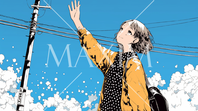 手を振って挨拶している若い女性