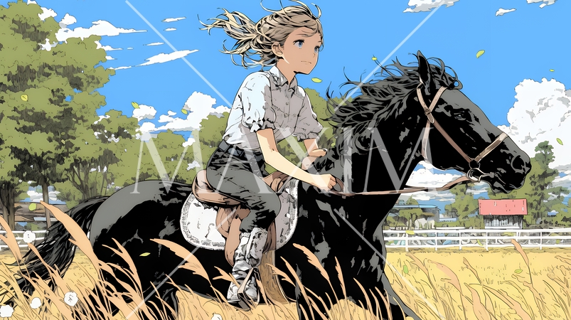 乗馬をしている若い女性