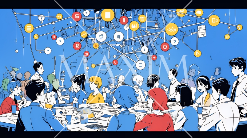 DX・AI・クラウドで進むデジタルトランスフォーメーション｜データネットワークのビジネスコンセプト