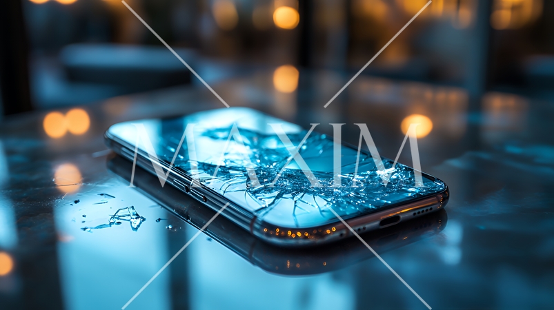 画面に危機的なヒビの入ったスマートフォン