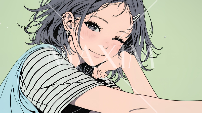 「うふふ」と微笑んでいる若い女性