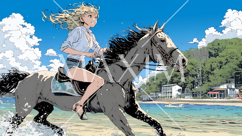 乗馬をしている若い女性