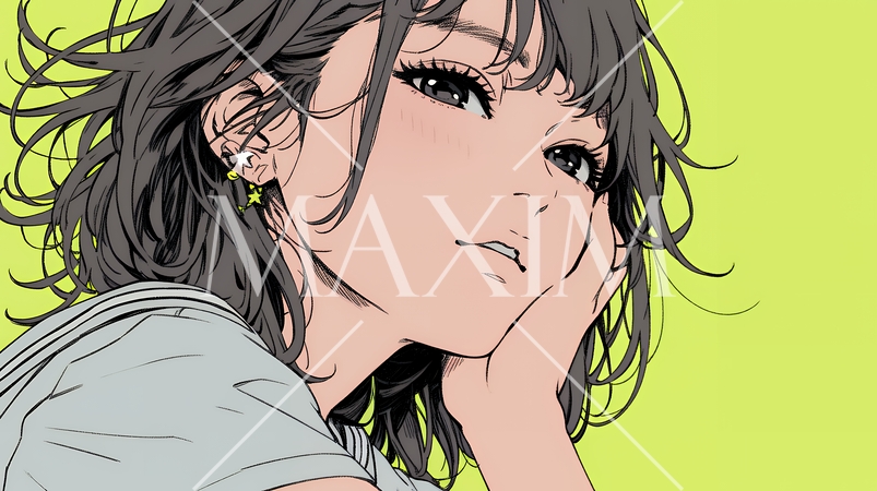 熟慮中の若い女性の横顔