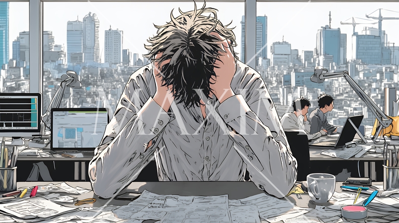 仕事で行き詰まって頭を抱えている男性
