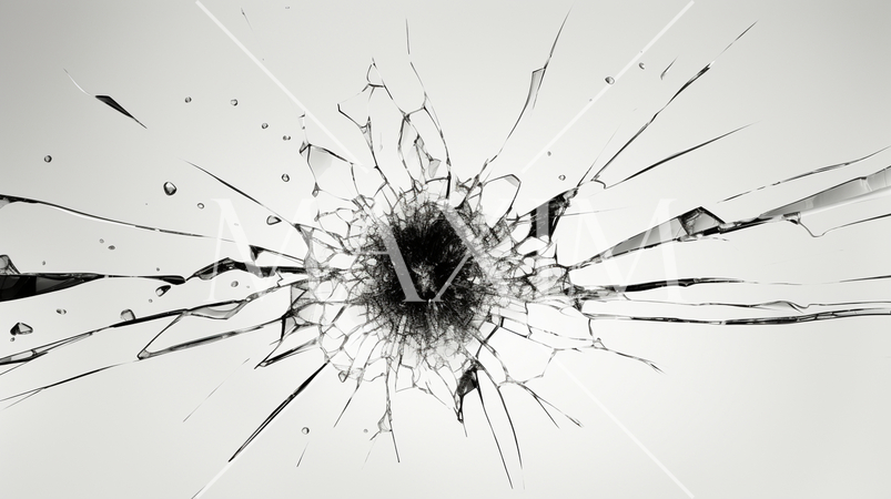 弾痕：ガラスに命中した銃弾の跡