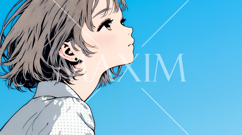 ぼんやり空を見上げている若い女性