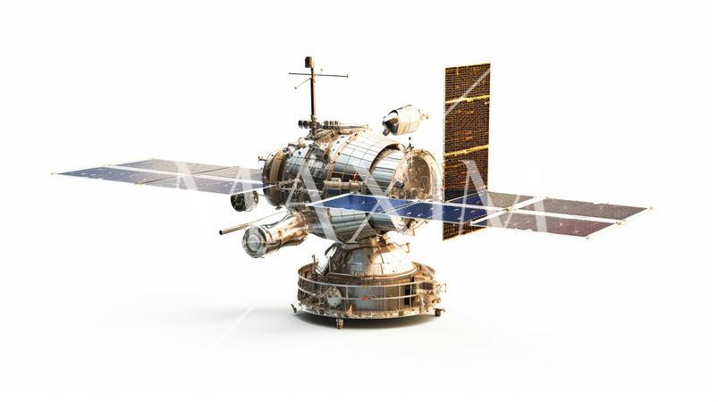 人工衛星（白背景イメージ絵）精緻CG
