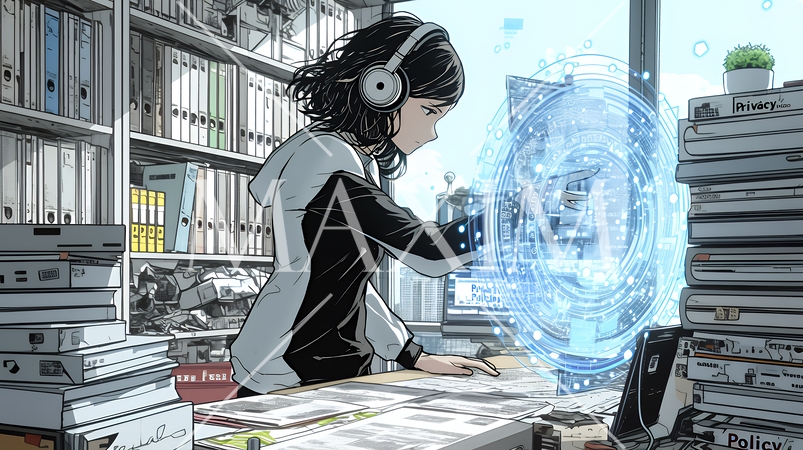 プライバシー・ポリシーやセキュリティー・ポリシーを表す堅牢な門と門番のイメージ