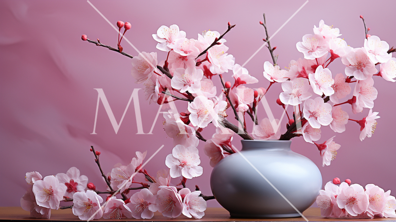 満開のサクラの幻想的な写実的表現