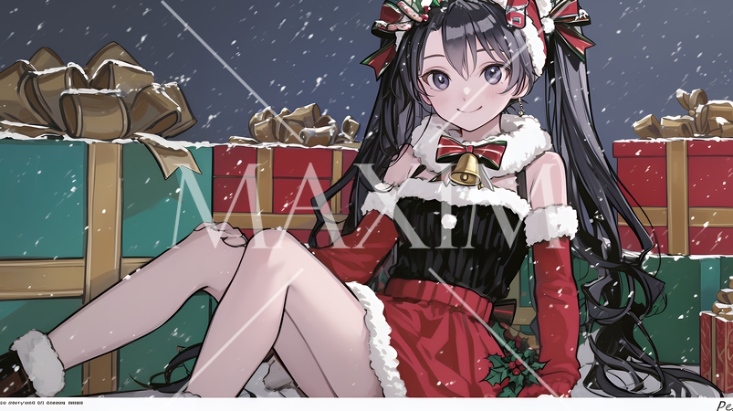 クリスマスファッションの若い女性