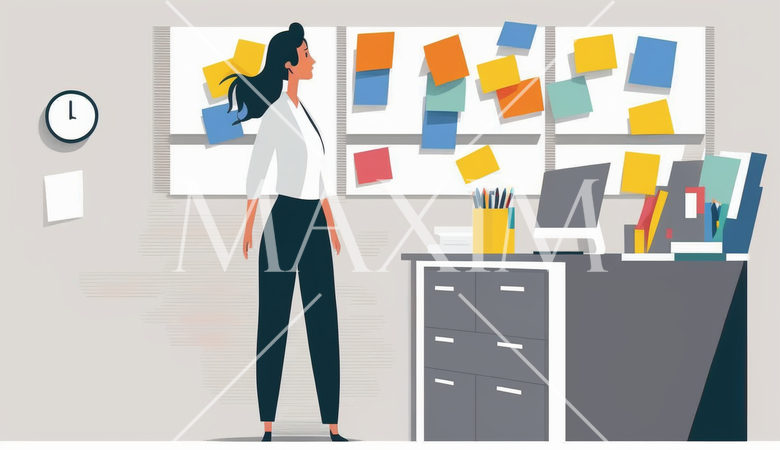 未処理案件がたくさんあって混乱している女性ビジネスマン