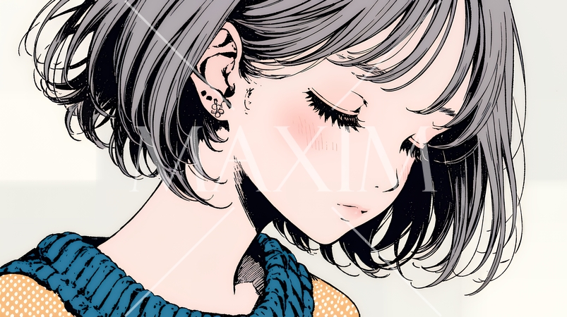 口笛を吹いている若い女性