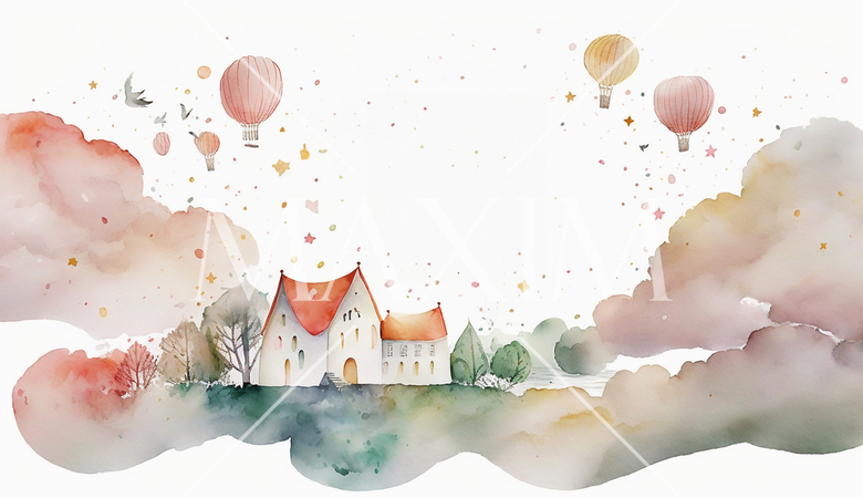 幸せをイメージした絵：グリーティングカードなどに使用する