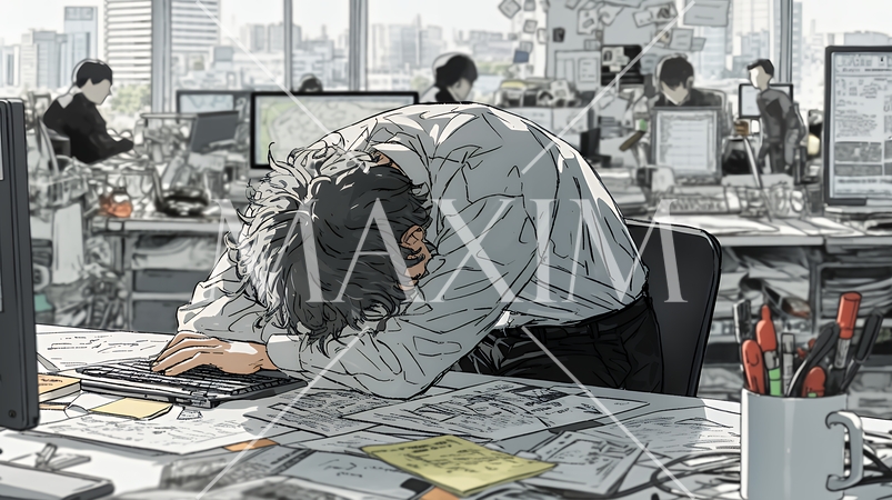 仕事で行き詰まって頭を抱えている男性