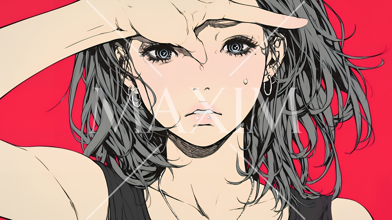 額に手を当てて「困ったな」ポーズをしている若い女性