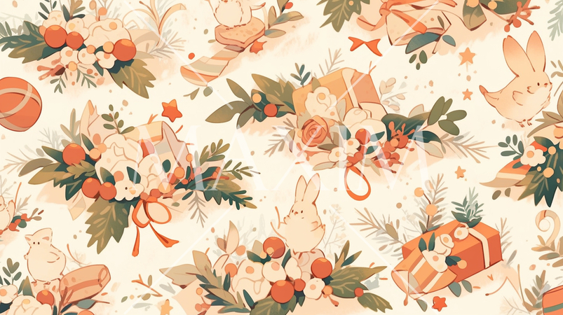 クリスマス関連の連続絵柄の背景図案