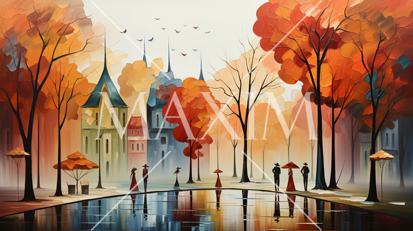 秋の公園：キュービズムな表現