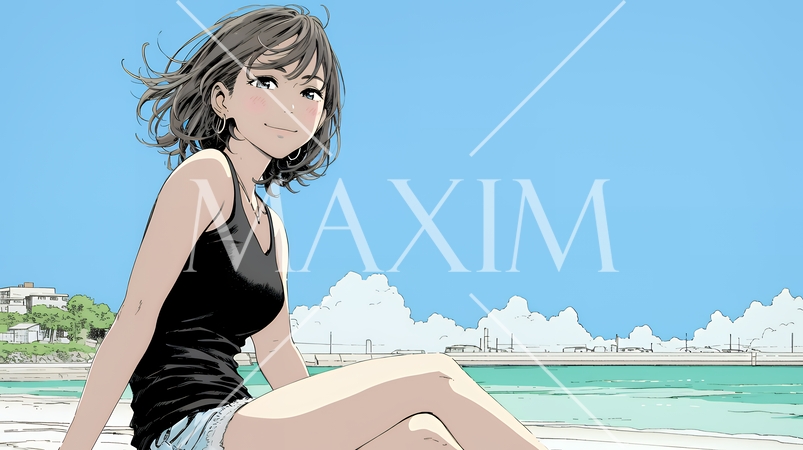 ビーチリゾートを旅行中の若い女性