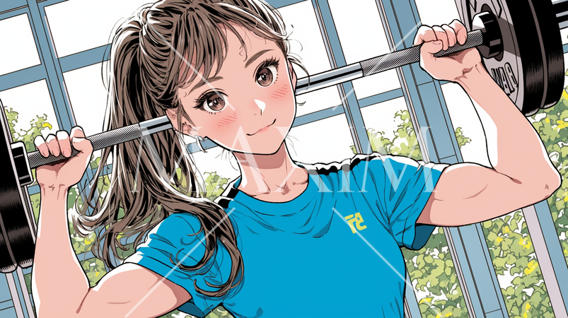 ウェイトトレーニングをしている若い女性