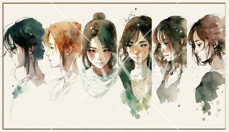 少し憂いのある表情の若い女性たち