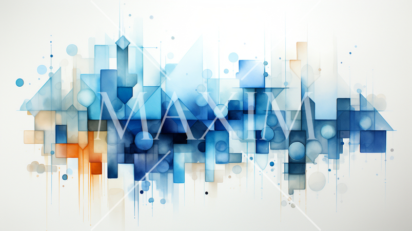 青基調のシンプルで賑やか幾何学的な水彩画背景