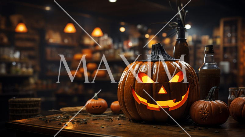 ハッピー・ハロウィンの絵：ちょっと怖いムードの精緻CG