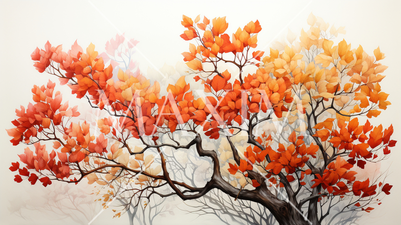 秋の紅葉した草木