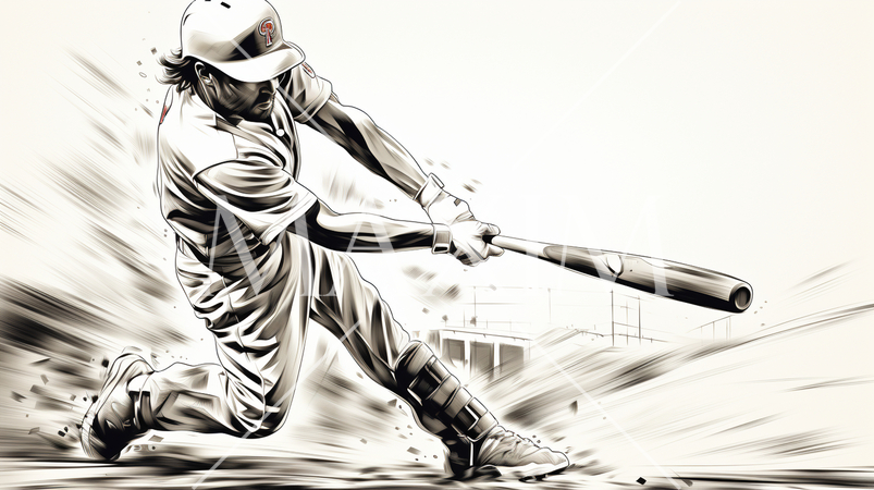 野球のバッティングをしている男性