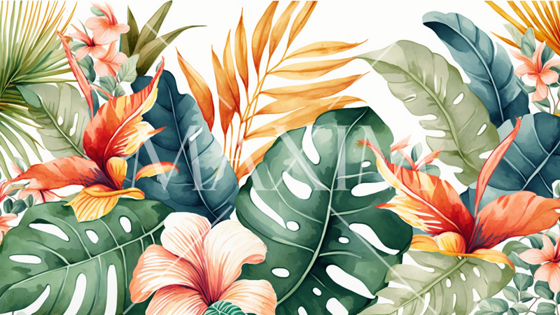 色々な熱帯植物の水彩画