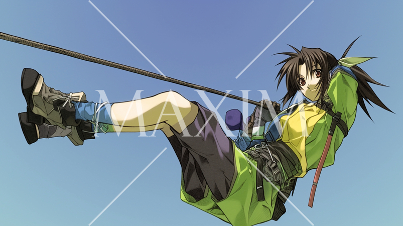 リードクライミングをしている若い女性