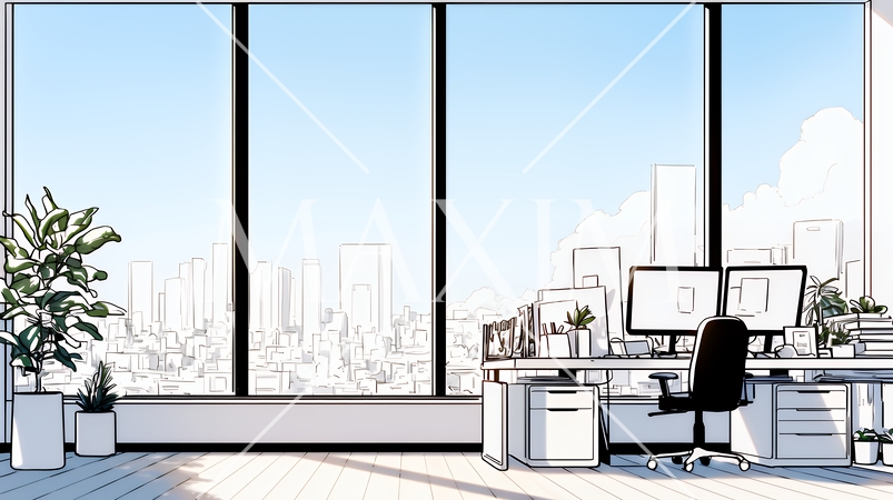 近代的なオフィス空間（シンプルな色使い）