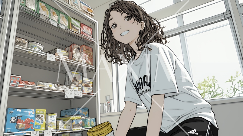 コンビニで新作スイーツを物色中の若い女性