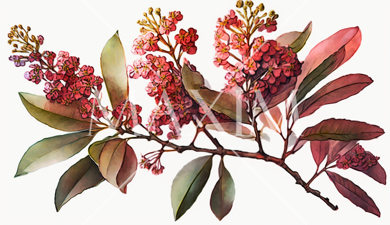 サルスベリの花の水彩画