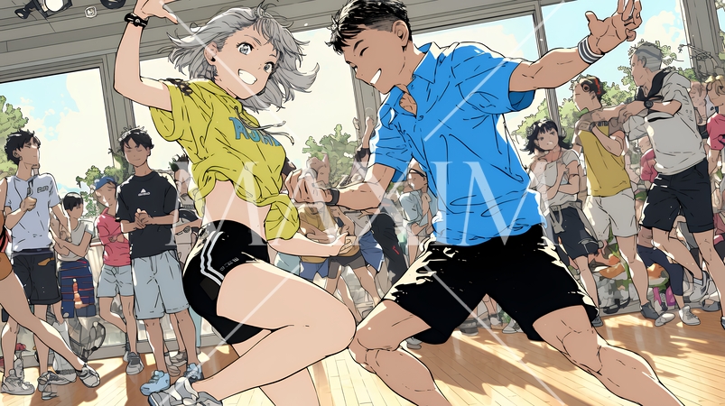 ダンスの練習をしている若者たち