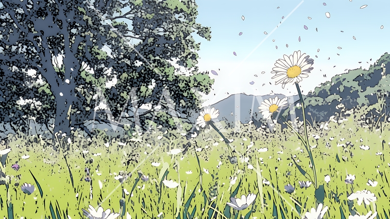 花が咲き乱れる春の野原