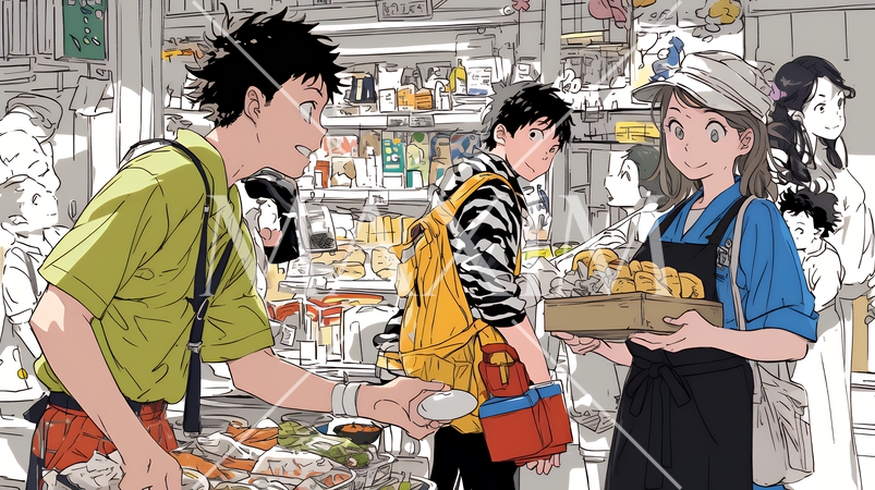 買い物：スーパーマーケットでの買い物風景