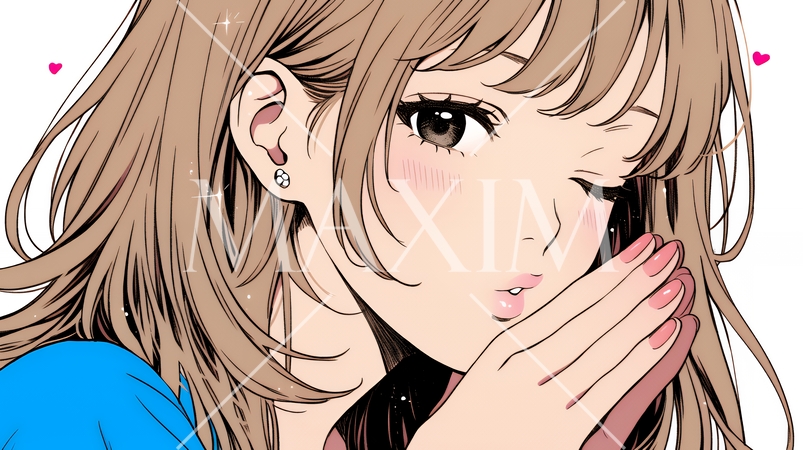 投げキッスをしている若い女性