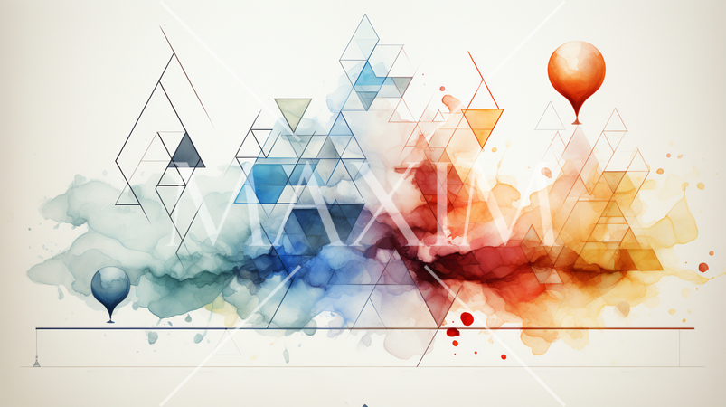 シンプルでポップで幾何学的な水彩画背景