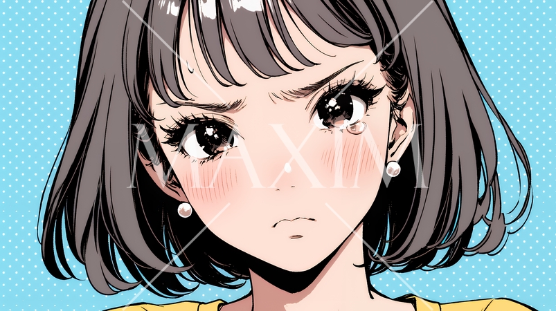 嫉妬の表情を浮かべる若い女性