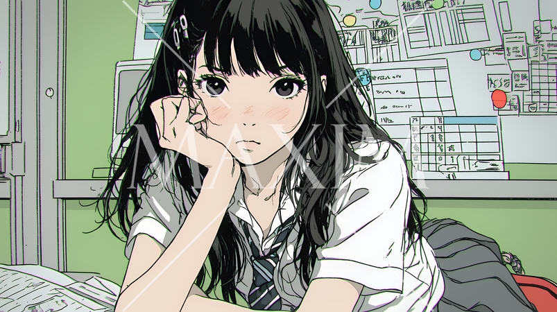 「つまんないの」と不貞腐れている制服を着た女子高生