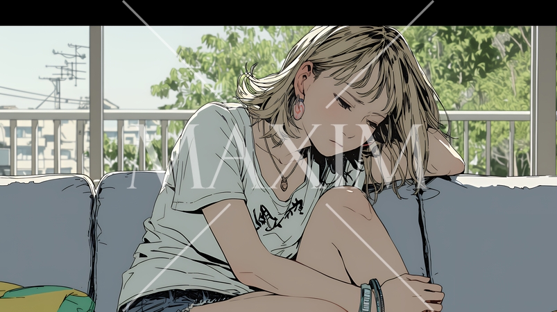 腹痛（生理痛）に苦しむ若い女性