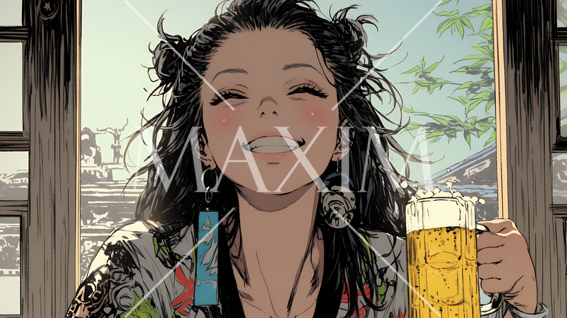 ビールを飲んでいる女性