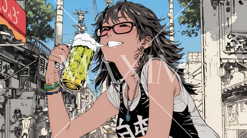 ビールを飲んでいる女性