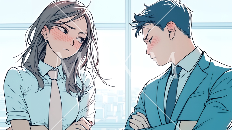 仕事で対立しているビジネスパーソン