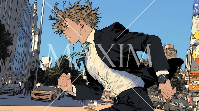 遅刻しそうで猛ダッシュをしている若い男性