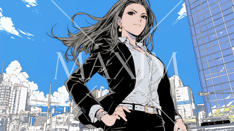 自信満々に晴天の都会の街を歩いているビジネスウーマン