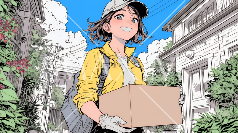 若い女性の宅配配達員（ドライバー）