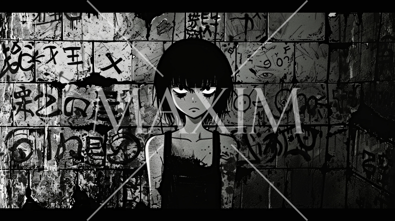 落書きだらけの薄暗い路地裏にいる少女