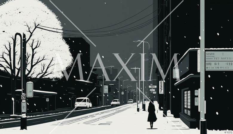 東京の雪の日の朝の静寂