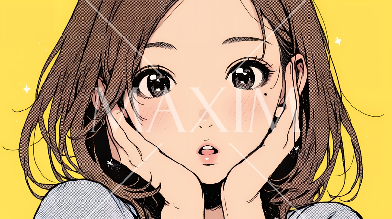 驚愕して息を呑み、目を見開いたまま口をぽかんとする若い女性